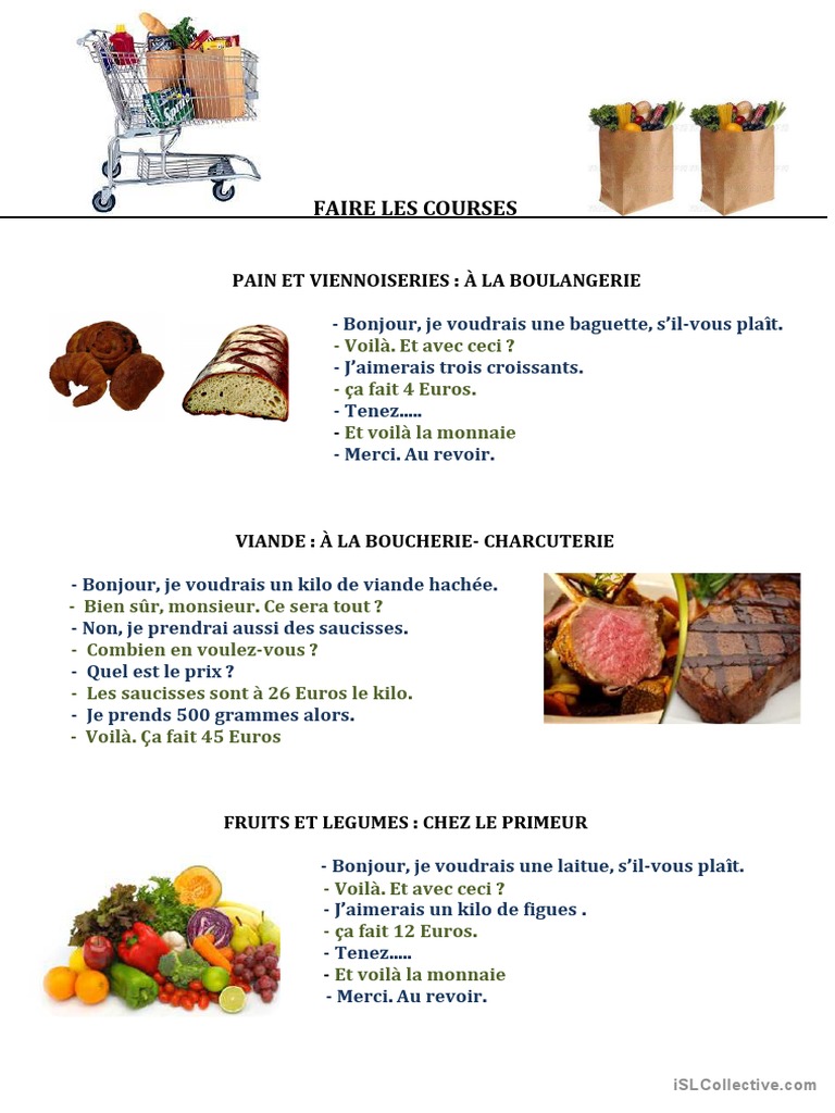 Courses : Dialogues et Achats Quotidiens | PDF | Accueil | Cuisine ...