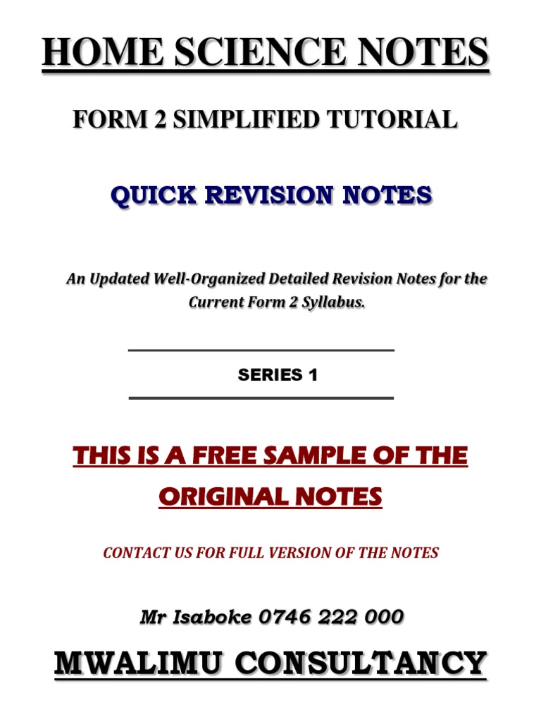 f2 Home-Sci Simplified Notes SP | PDF | Seam (Sewing) | Malnutrition