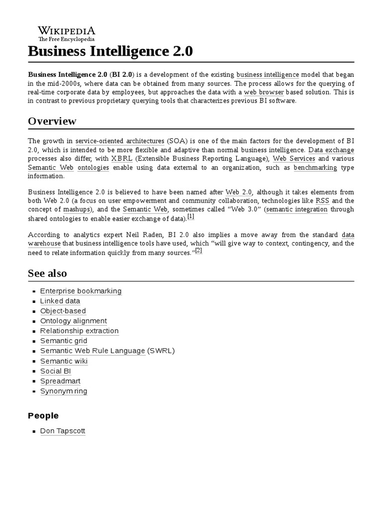 Business Intelligence 2.0 Overview | PDF | Business Intelligence ...