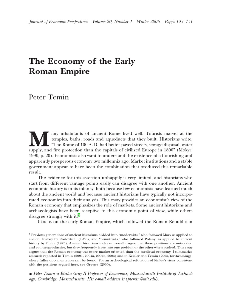 Economic Prosperity in Early Rome | PDF | Roman Empire | Freedman