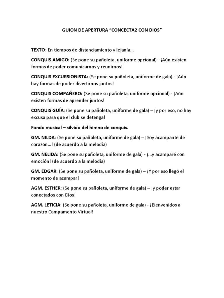 Guion de Apertura | PDF | Artes del lenguaje y disciplina | Poesía