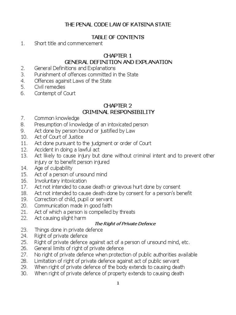PENAL CODE LAW Katsina State, 2021 | PDF | Aiding And Abetting | Forgery
