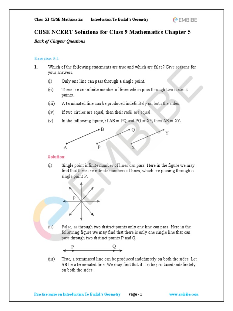 Ncert grade 09 mathematics introduction to euclids geometry pdf