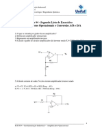 Segunda Lista de Exercícios - Amplificadores Operacionais Conversão AD e DA