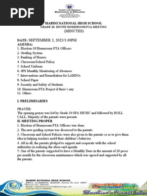Pta Meeting Minutes