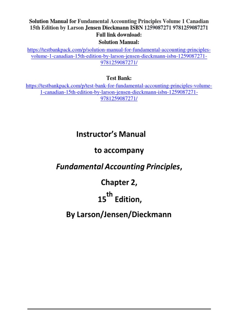 Solution Manual for Accounting Principles | PDF | Debits And Credits ...