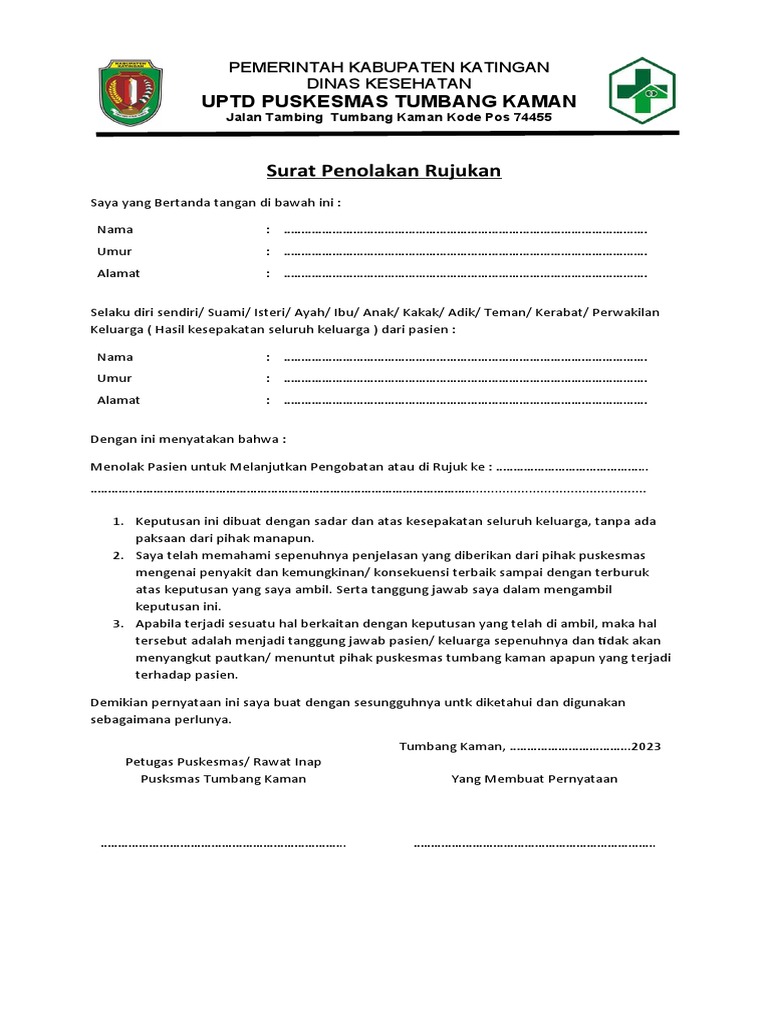 Surat Penolakan Rujukan | PDF