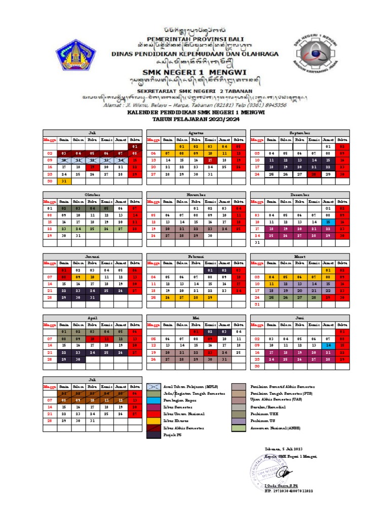 Kalender Pendidikan Tahun Pelajaran 2023-2024 | PDF