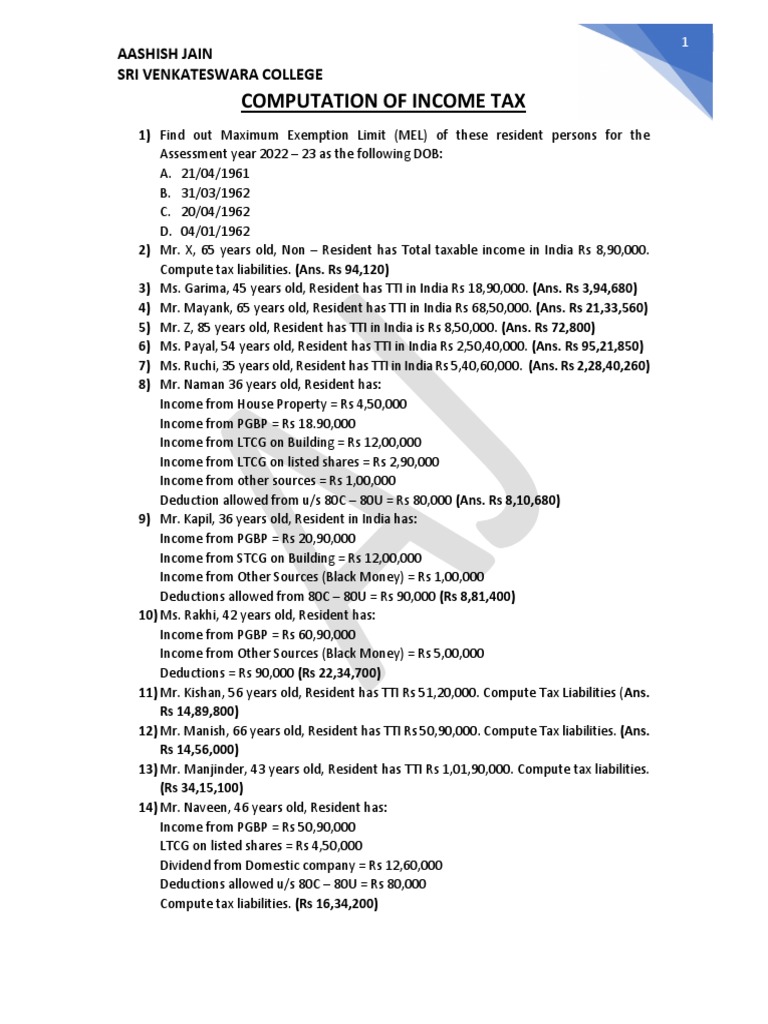 Computation of Income Tax | PDF | Capital Gains Tax | Income