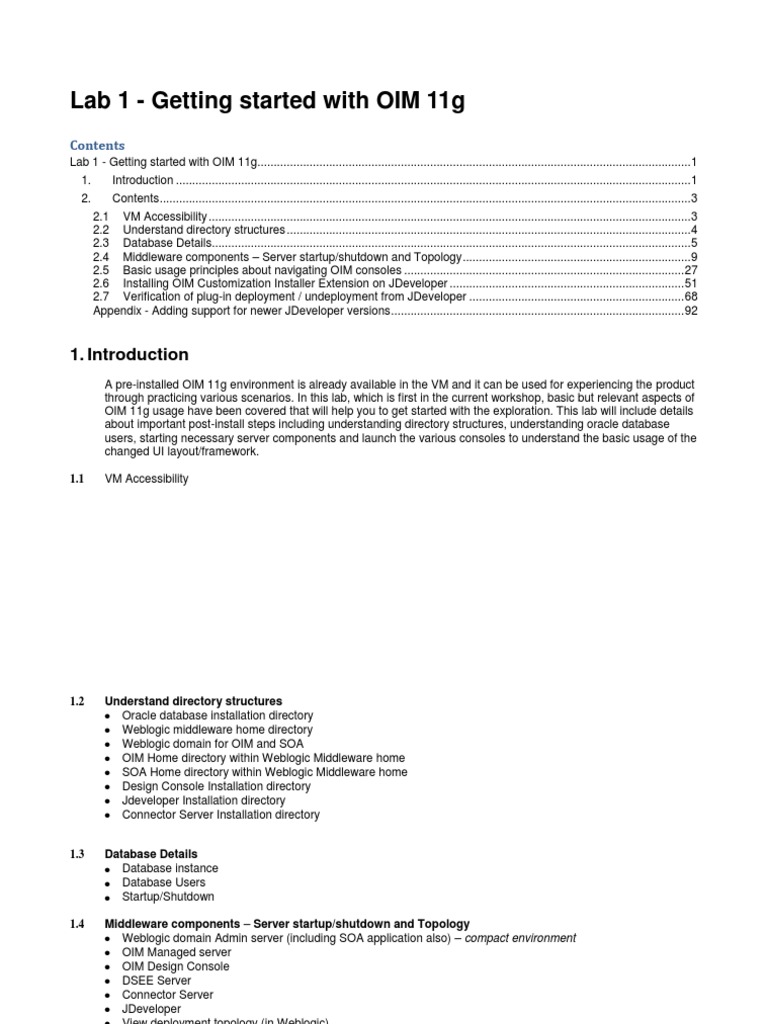 Lab 01 Getting Started With Oim 11g PDF Databases Port