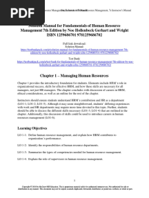 Fundamentals of Human Resource Management 7th Edition by Noe Hollenbeck Gerhart and Wright ISBN Solution Manual