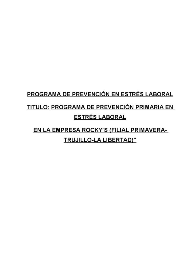 Prevención del Estrés Laboral en Rocky's | PDF | Tiempo de trabajo ...