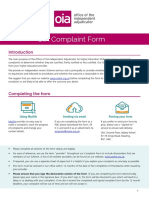 Oia PDF Complaint Form