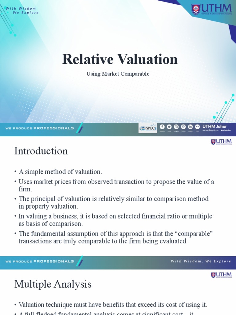 Relative Valuation Using Market Comparables | PDF | Valuation (Finance ...