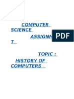 Computer Science Assignmen T Topic: History of Computers