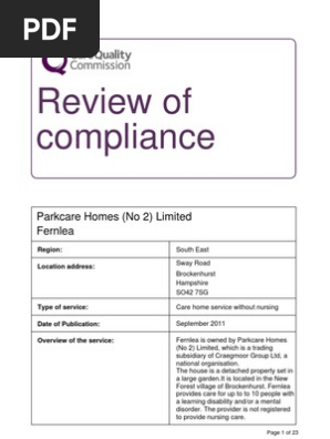 Fernlea Care Home Report