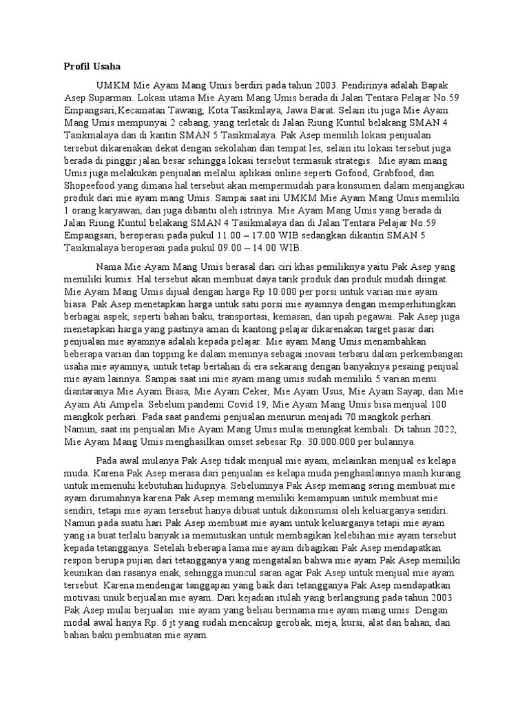 Profil Usaha | PDF