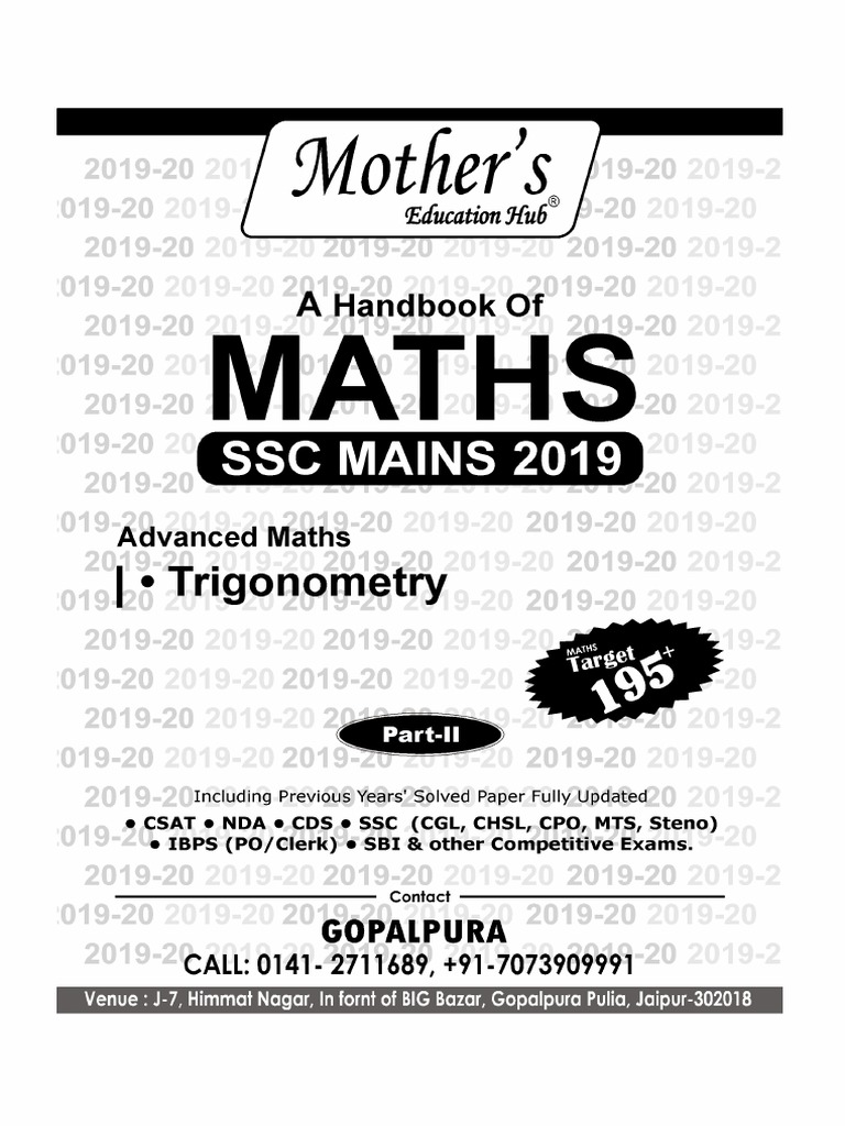 Trignometry Maths Special Ssc Main 2019 Pdf