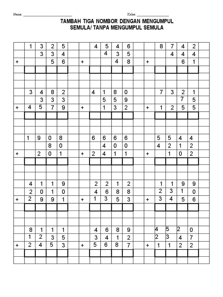 Tambah Nombor 3 Digit Tanpa Kumpul | PDF | Metode & Bahan Ajar