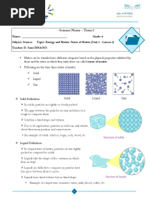 Science Notes-States of Matter - Grade 6