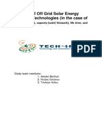 Evaluation of Ethiopian Solar Energy Harvesting Technologies