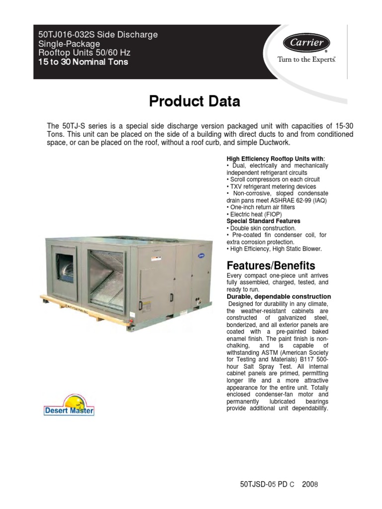 Carrier 50TJ Side Discharge Units Data | PDF | Belt (Mechanical) | Decibel