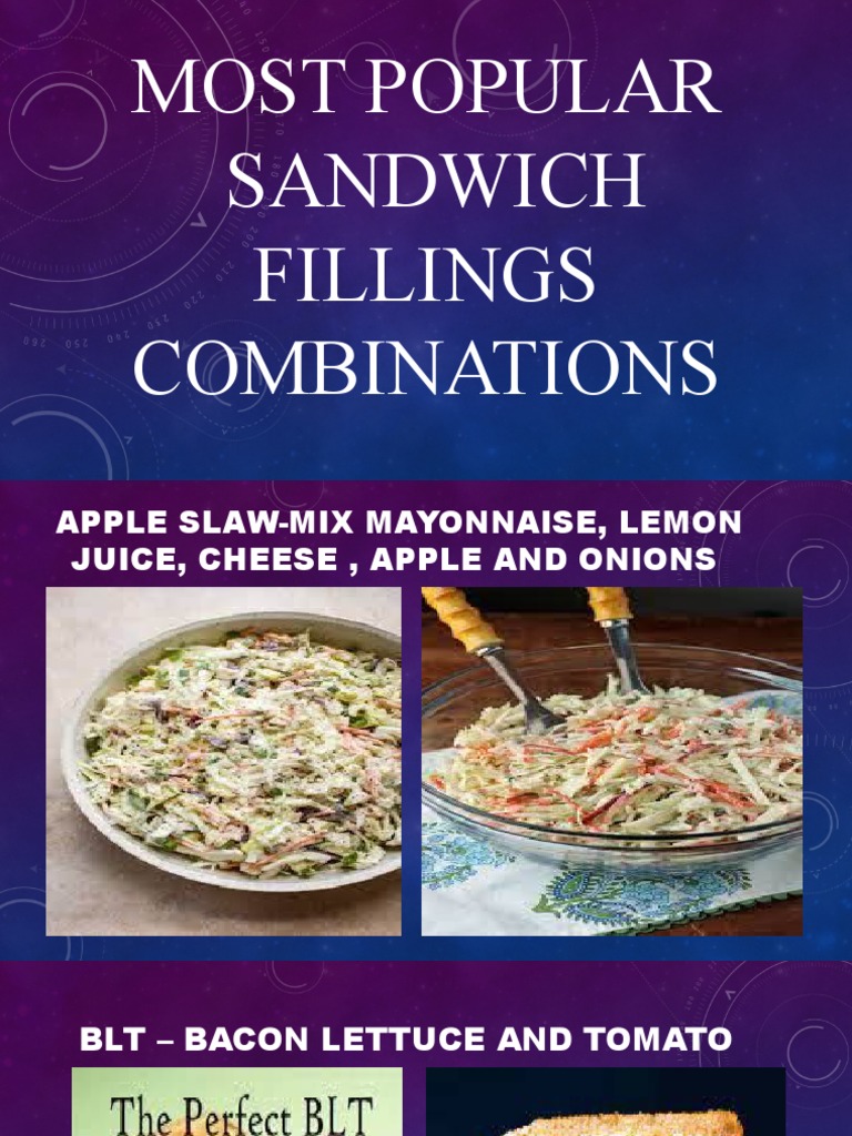 Most Popular Sandwich Fillings Combinations Tle 9 PDF