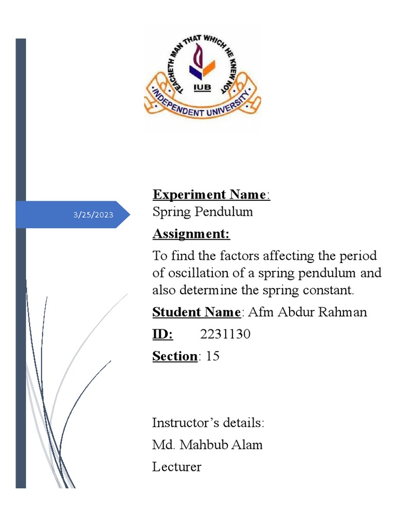 Lab Report m4 PDF Oscillation Pendulum