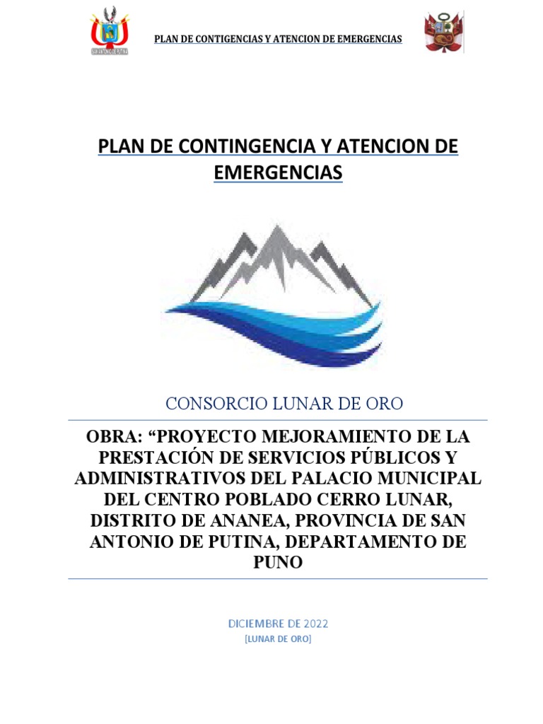 Plan de Contingencia y Atencion de Emergencias | PDF | Temblores | Bombero