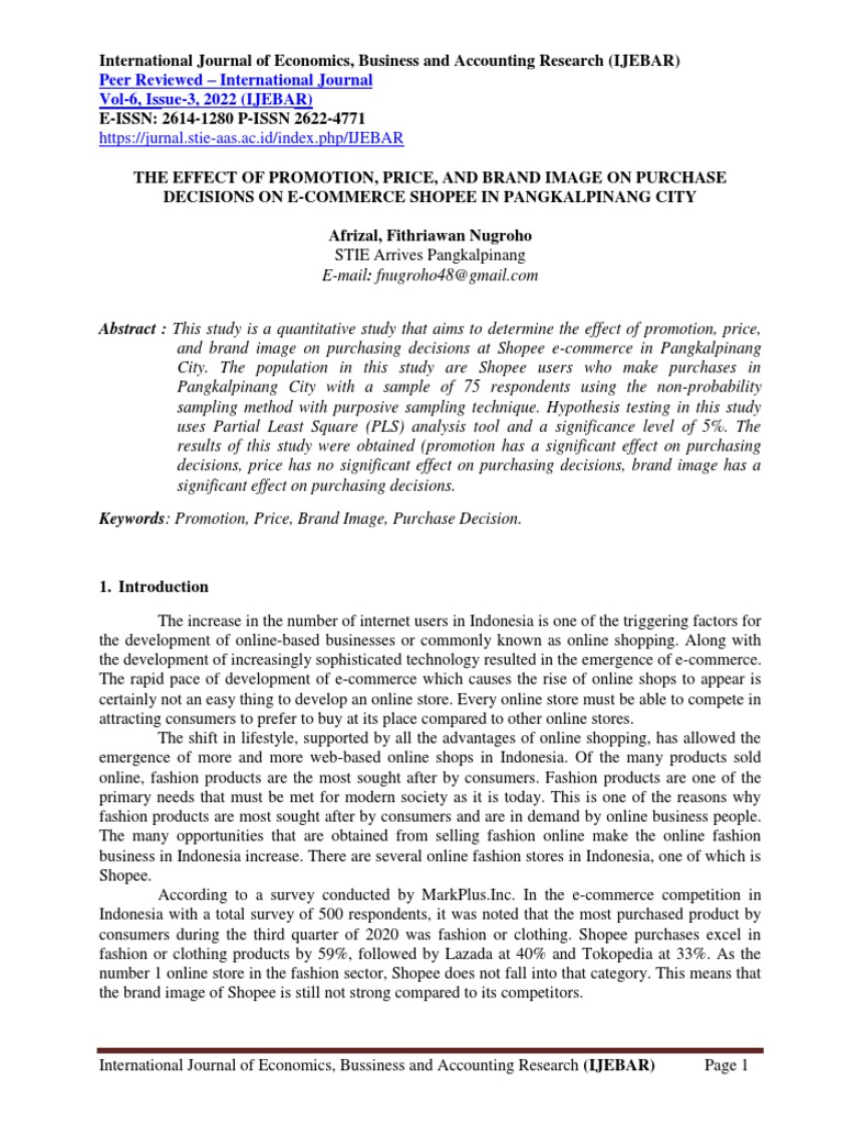 The Effect of Promotion, Price, and Brand Image On Purchase Decisions ...