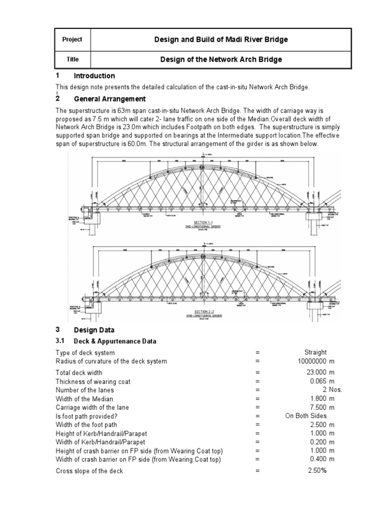 Madi River Network Arch Bridge Design | PDF | Prestressed Concrete ...