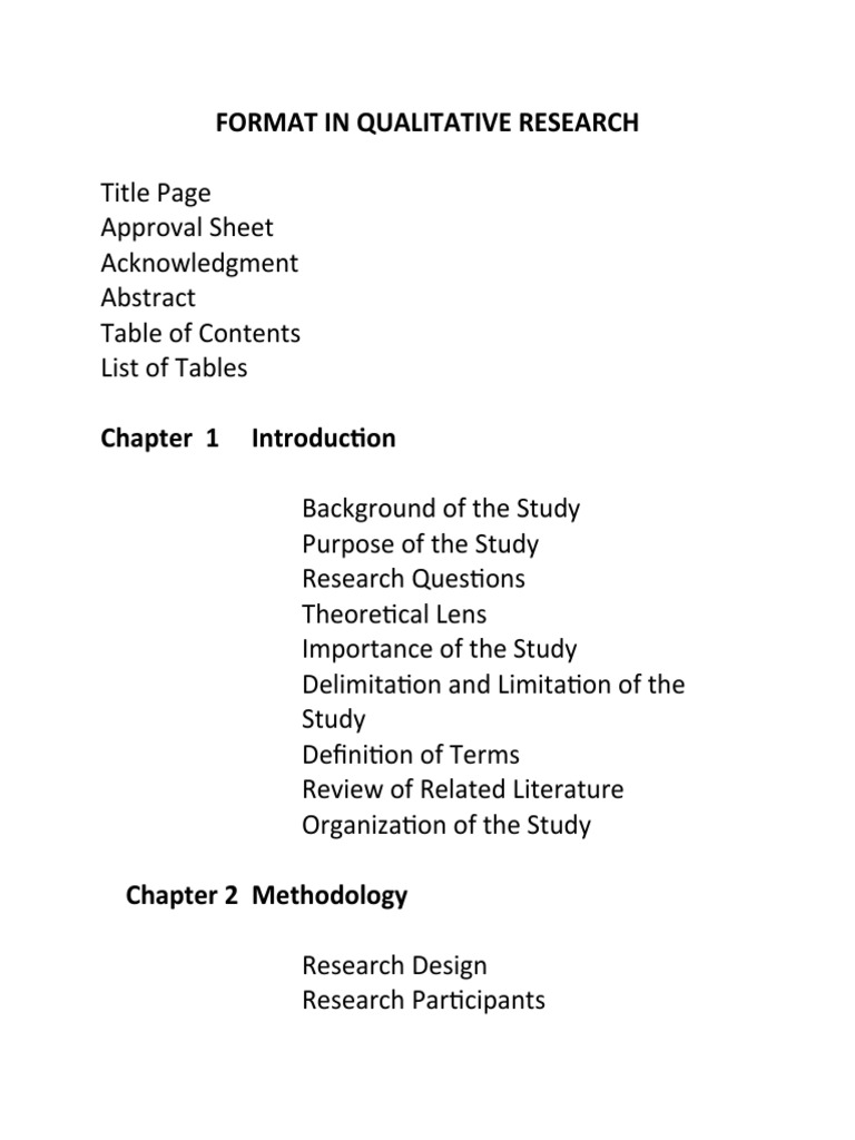 Format in Qualitative Research PDF