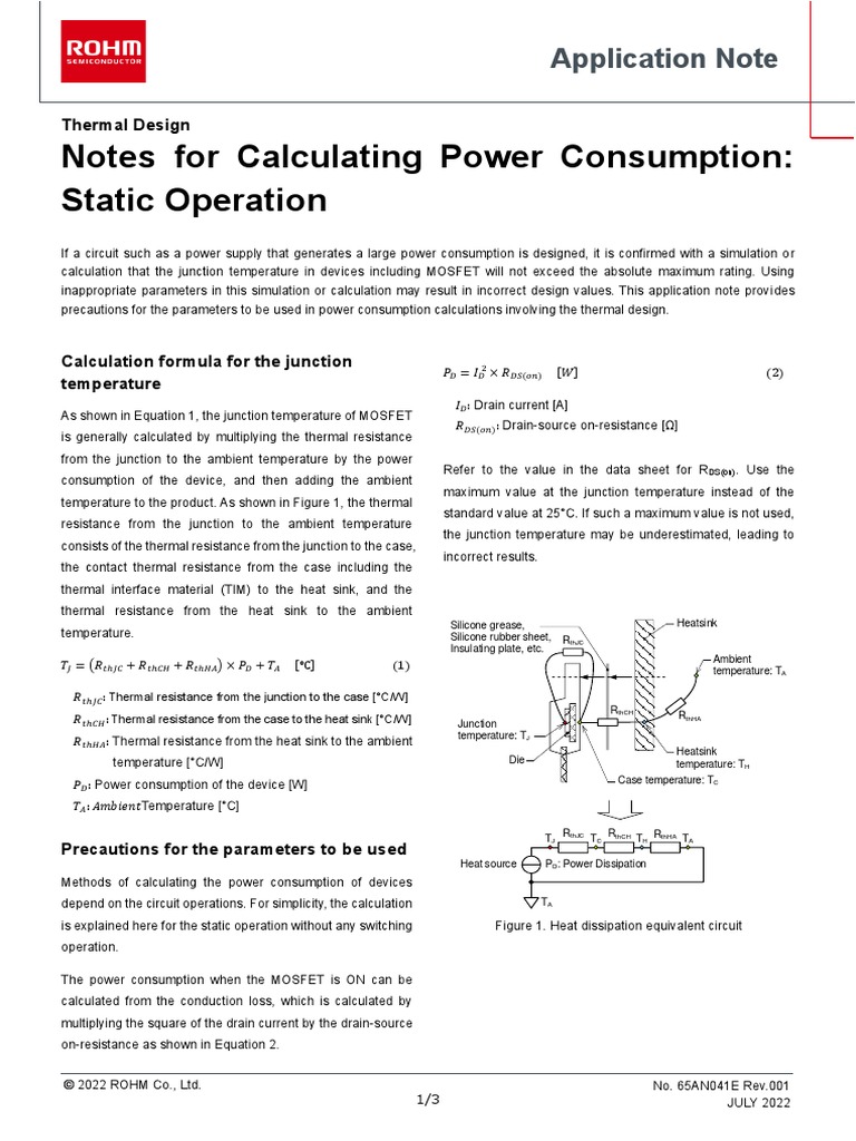 Notes Calc Power Consumption Static Op AnE PDF Mosfet Physical