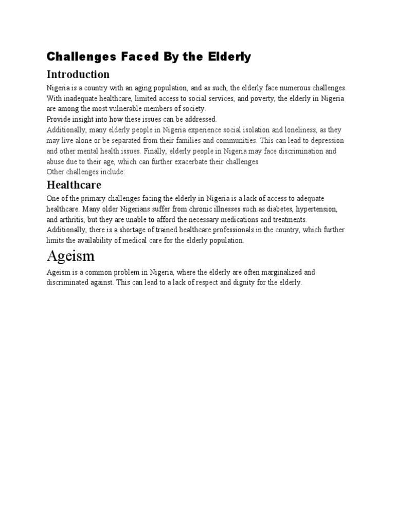 Challenges Faced by The Elderly-Part 1 | PDF | Lifestyle