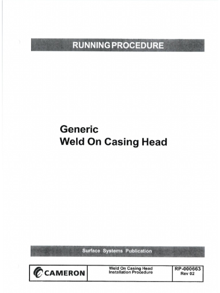 Cameron Welding Procedure PDF