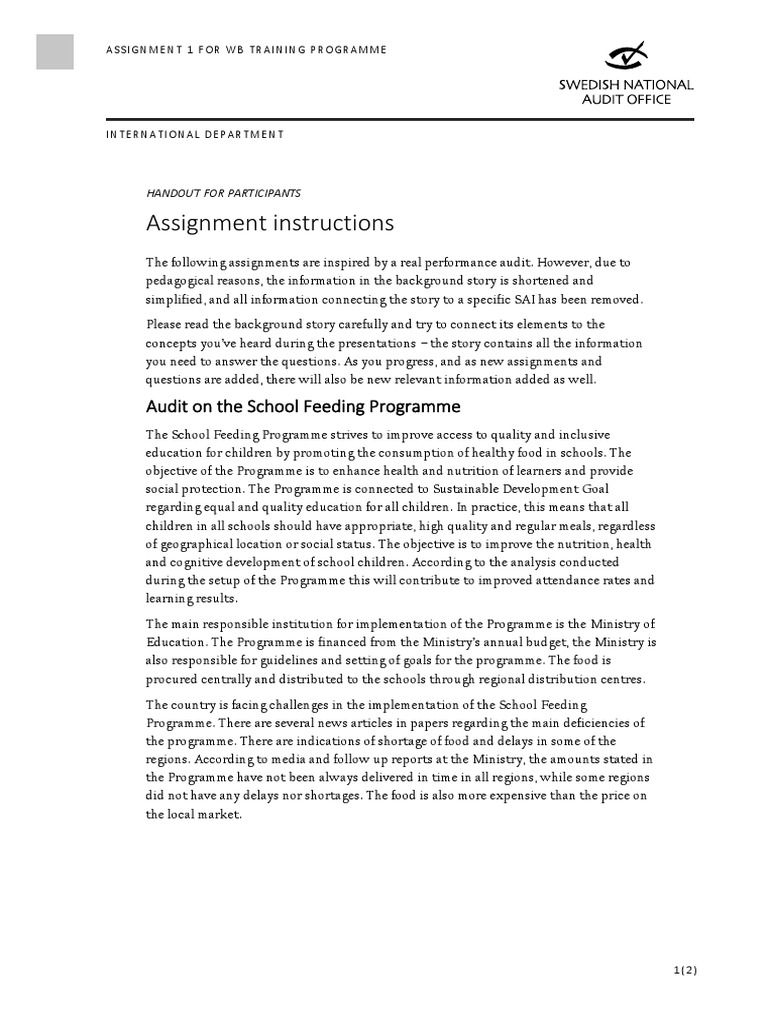 Assignment 1 school feeding programme pdf information economies