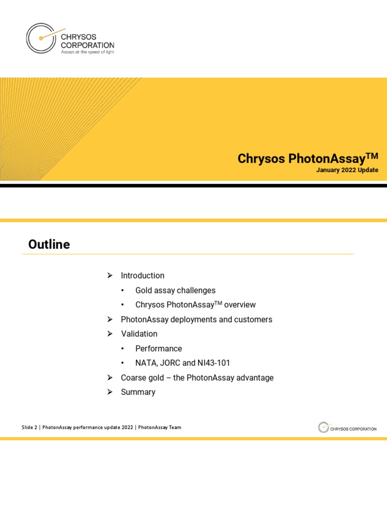 Chrysos PhotonAssay Update January 2022 FINAL | PDF | Metallurgical Assay |  Mining