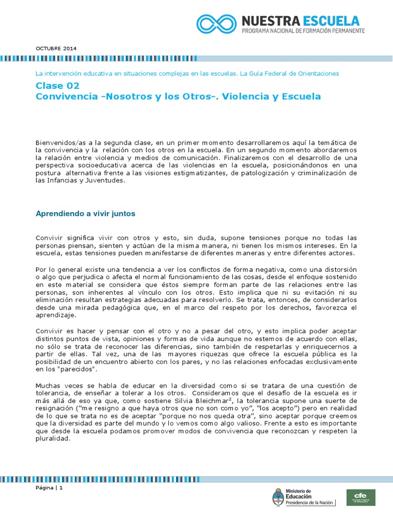 Convivencia y Violencia en la Escuela | PDF | Violencia | Sociedad