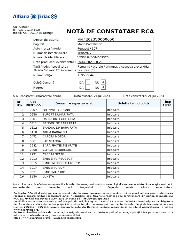 Nota Constatare | PDF