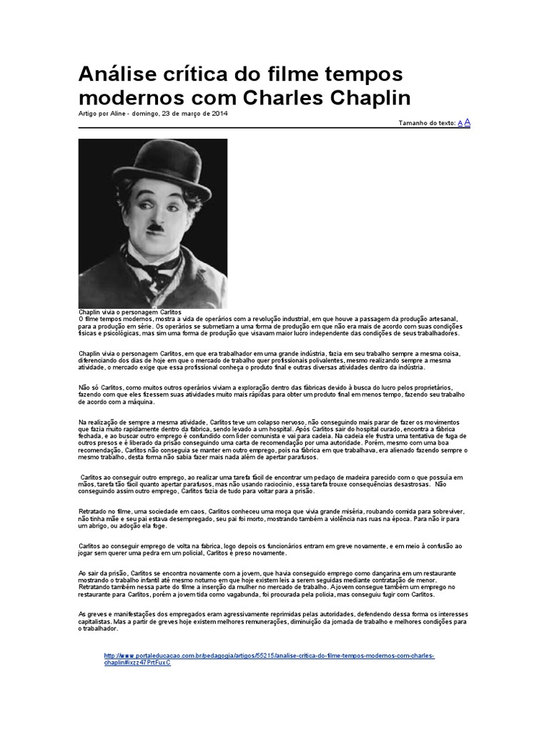 Crítica do filme "Tempos Modernos" | PDF | Economias