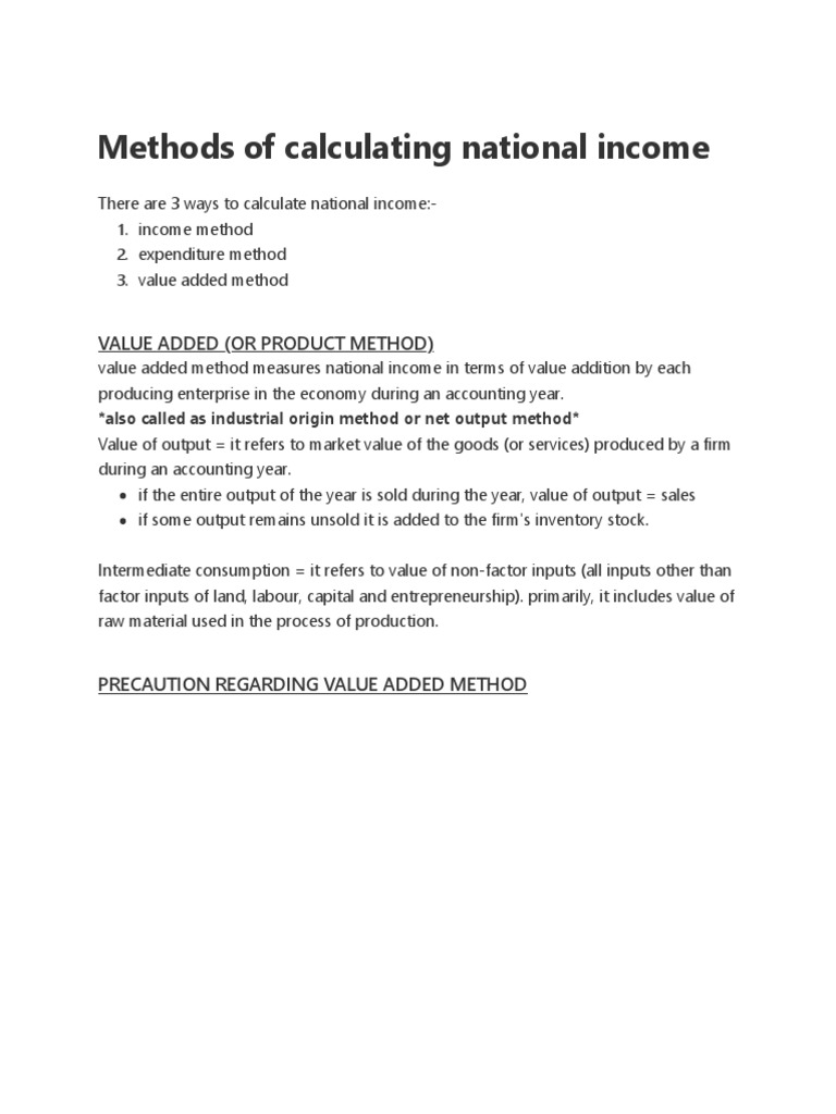 National Income Calculation Methods | PDF | Finance & Money Management