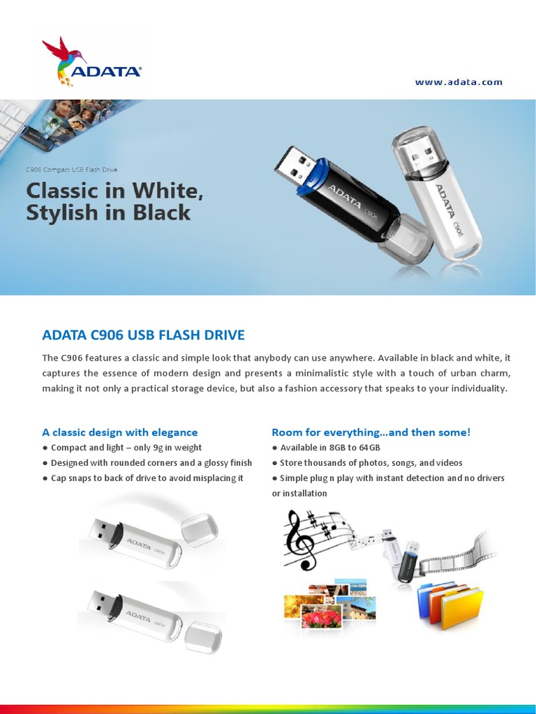 Datasheet Adata c906 Usb Flash Drive v2 | PDF