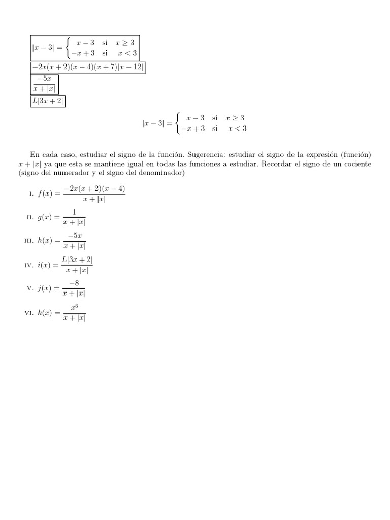 Estudio de Signo de Funciones PDF