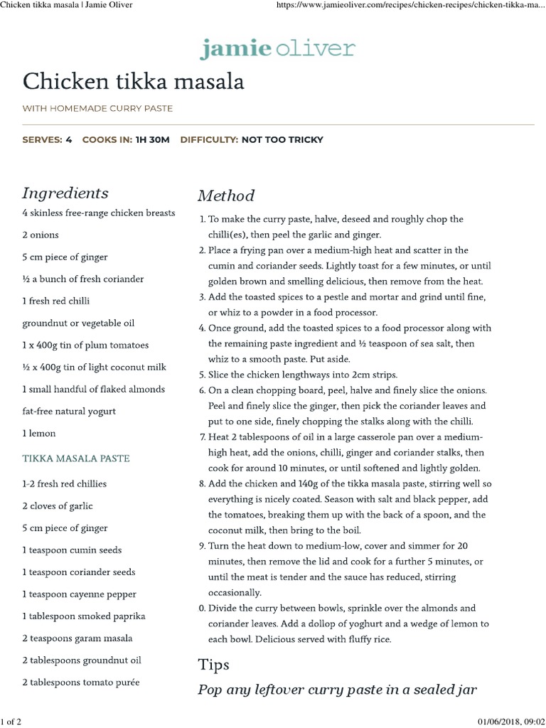 Chicken Tikka Masala Jamie Oliver PDF