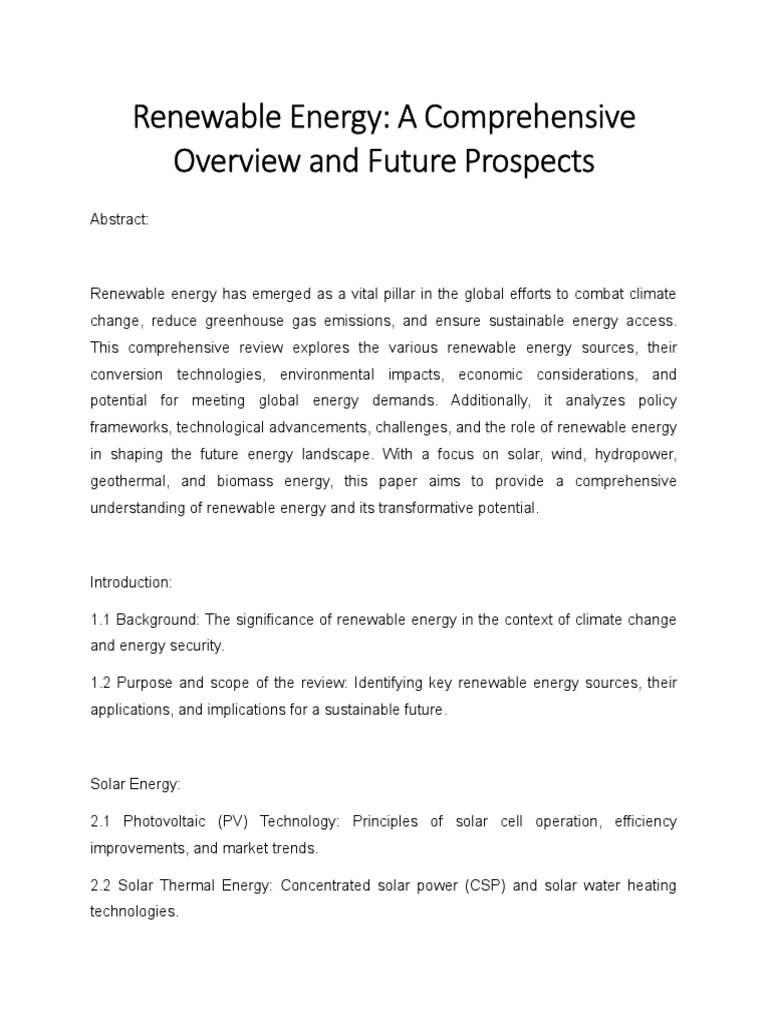 Future Prospects of Renewable Energy | PDF | Renewable Energy | Solar Power
