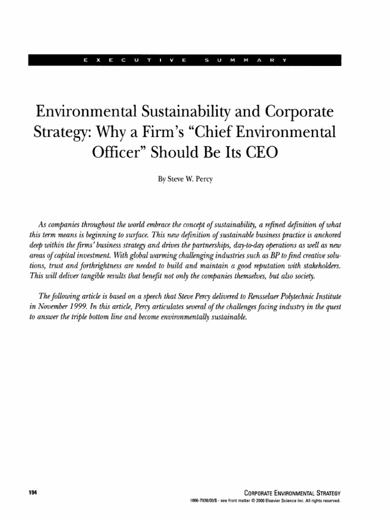Environmental Sustainability and Corporate Strategy (Z-Library) | PDF