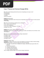 Class 7 Physical and Chemical Changes MCQs