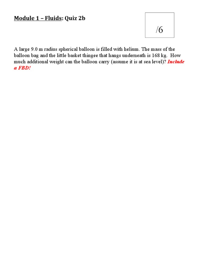 Fluids Quiz 2b Buoyancy Key PDF