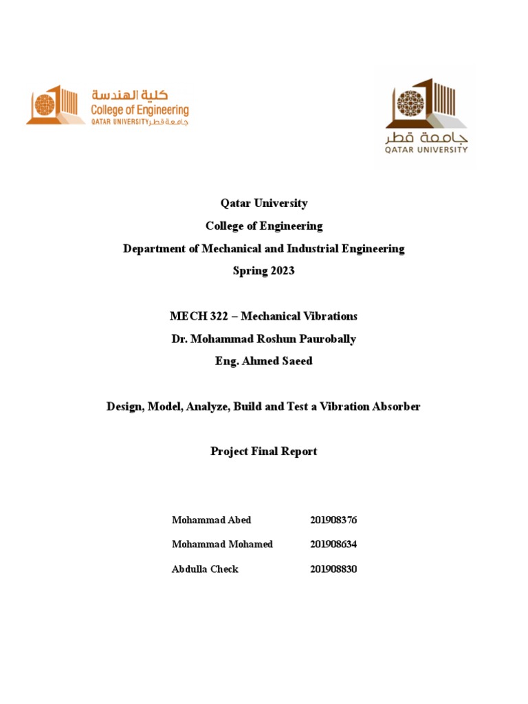 Vibration Absorber Design Project Report | PDF | Mechanical Engineering ...