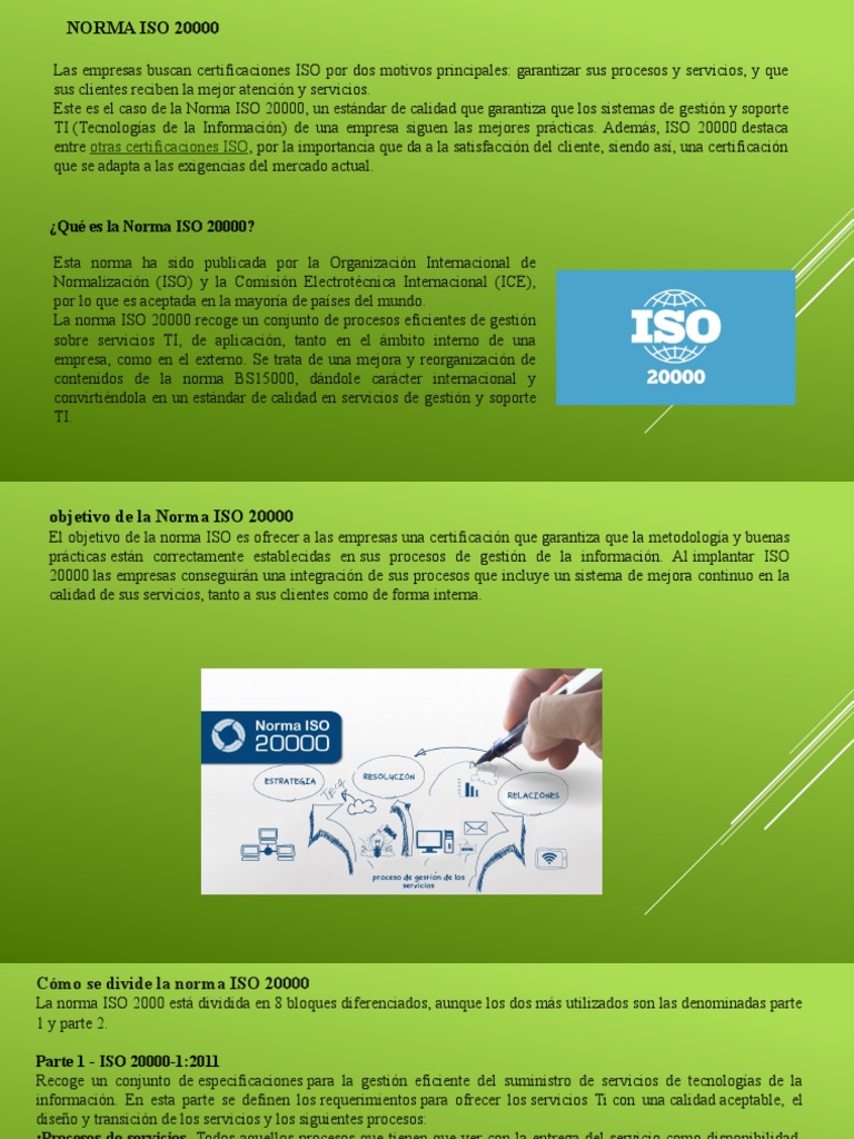 Características y Certificación ISO 20000 | PDF | Itil | Calidad ...